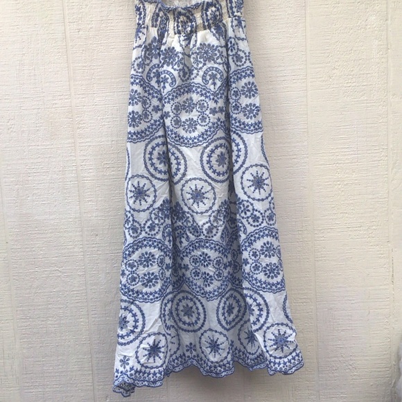 Zara Openwork embroidered floral eyelet Blue and White ruffle sleeves Maxi Dress - Picture 12 of 16